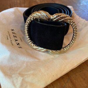 Sezane Artemis Belt in Black Suede sz 80